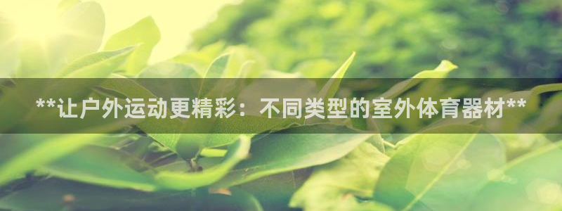 耀世集团王大聪：**让户外运动更精彩：不同类型的室外